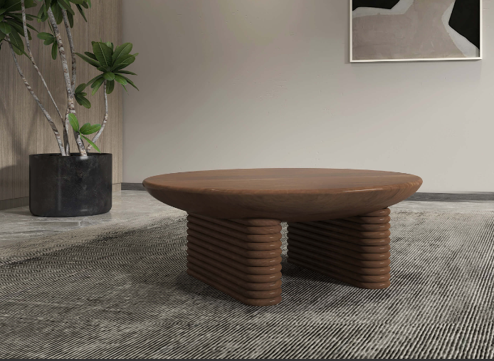 Ribbed Coffee Table Brown